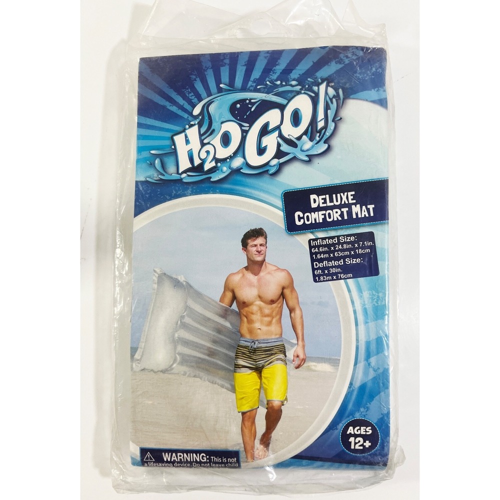 H2O GO Bestway Deluxe Comfort Mat Float Gray‎ 64.6" x 24.8" x 7.1" NEW SEALED